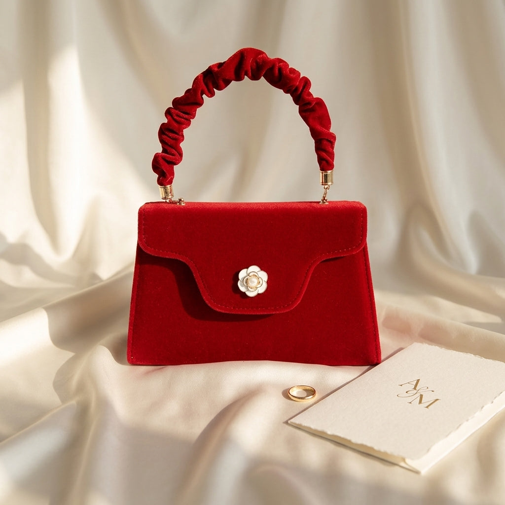Pochette Mariage Velours Rouge Raffaella