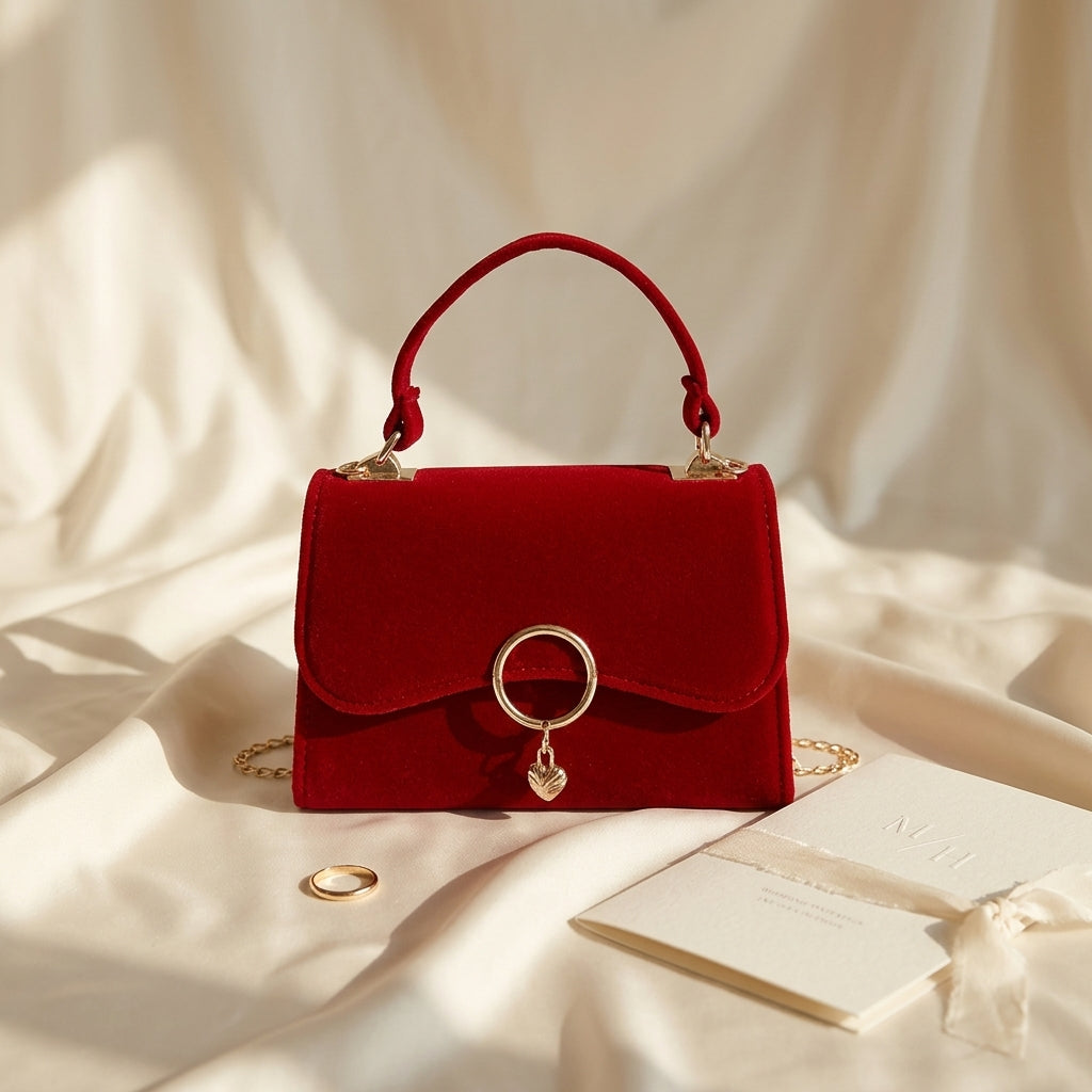 Pochette Mariage Velours Rouge Raffaella