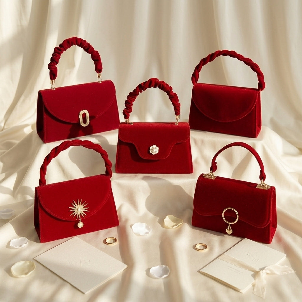 Pochette Mariage Velours Rouge Raffaella