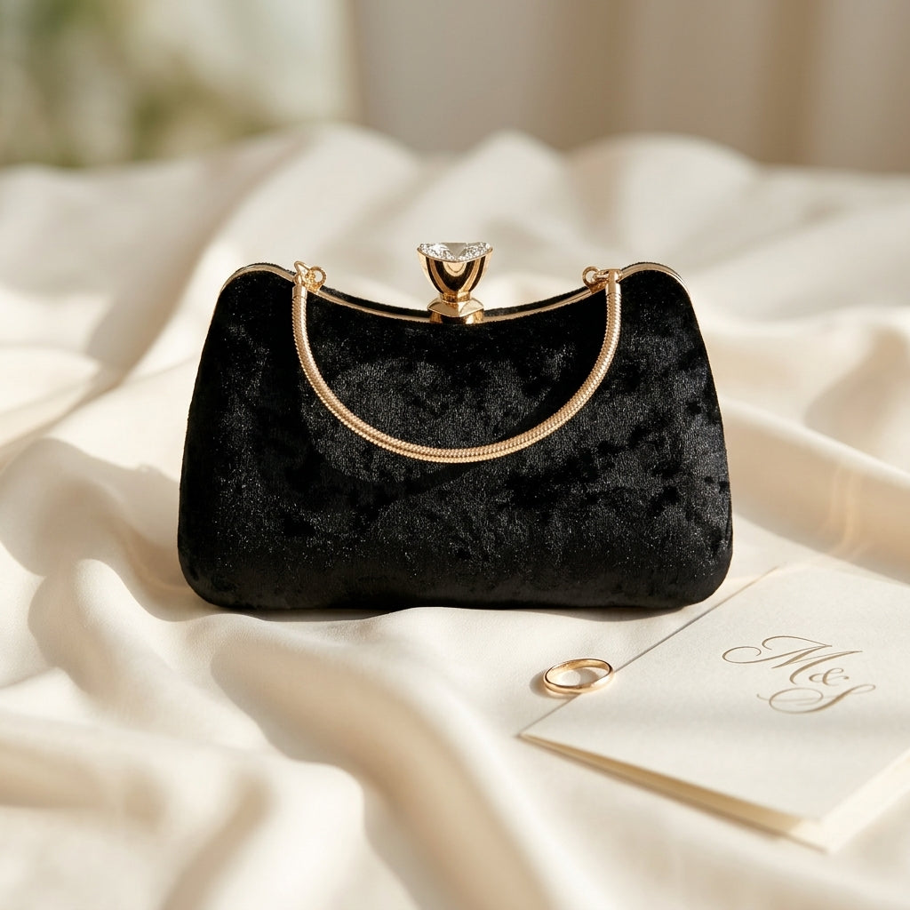Sac Rachele Pochette Soirée Effet Daim