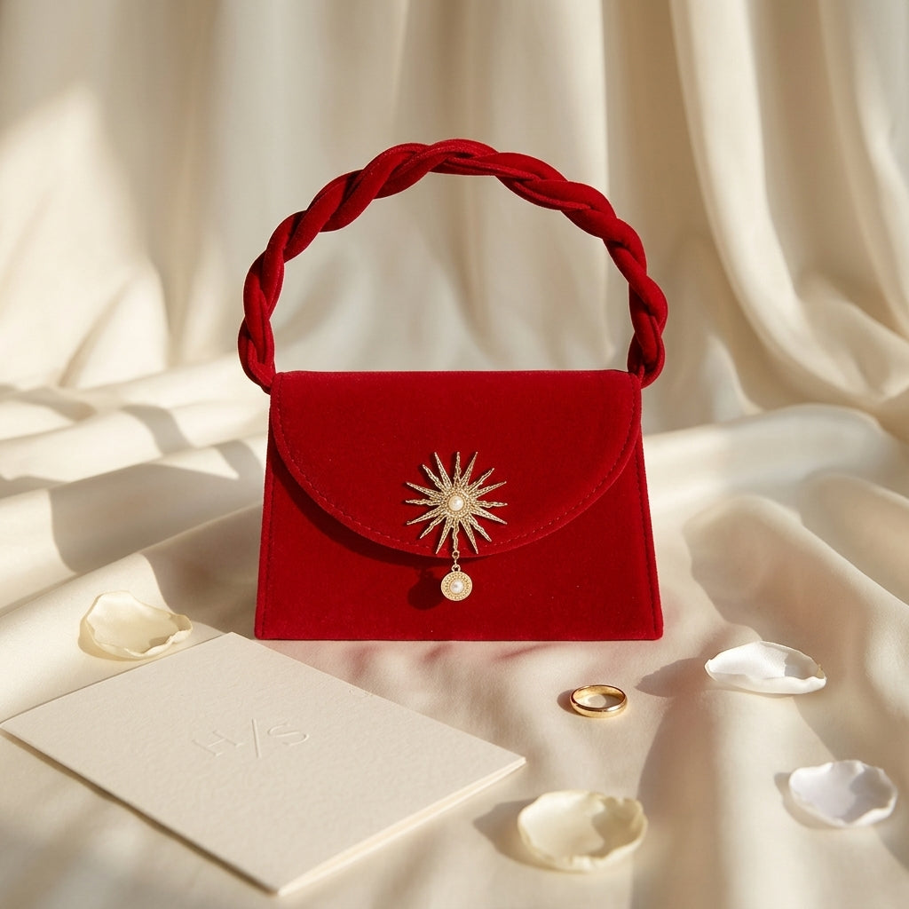 Pochette Mariage Velours Rouge Raffaella