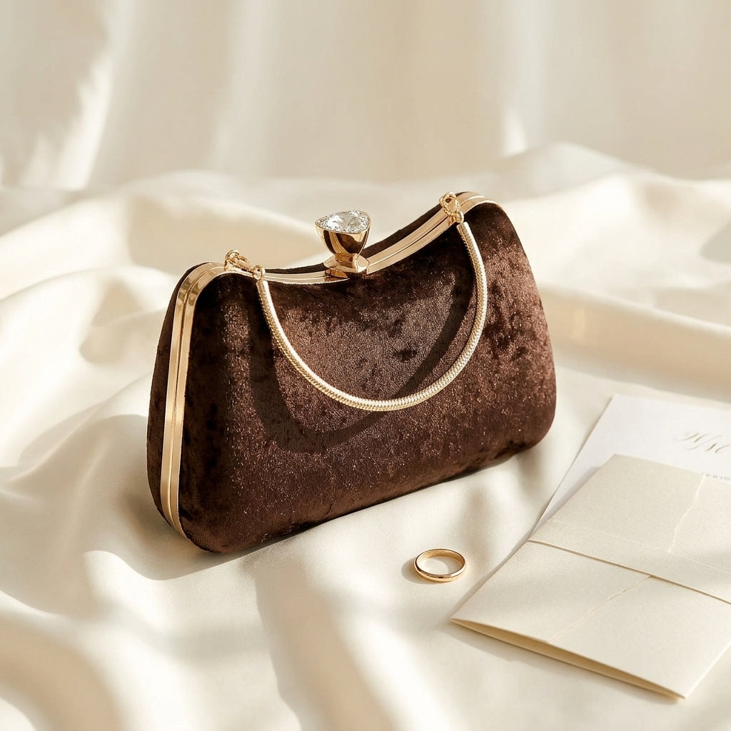 Sac Rachele Pochette Soirée Effet Daim