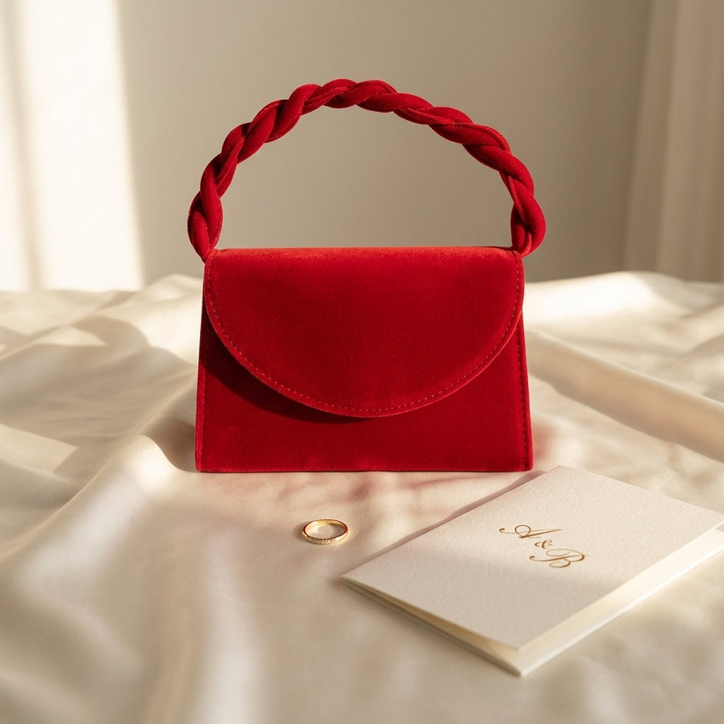 Pochette Mariage Velours Rouge Raffaella