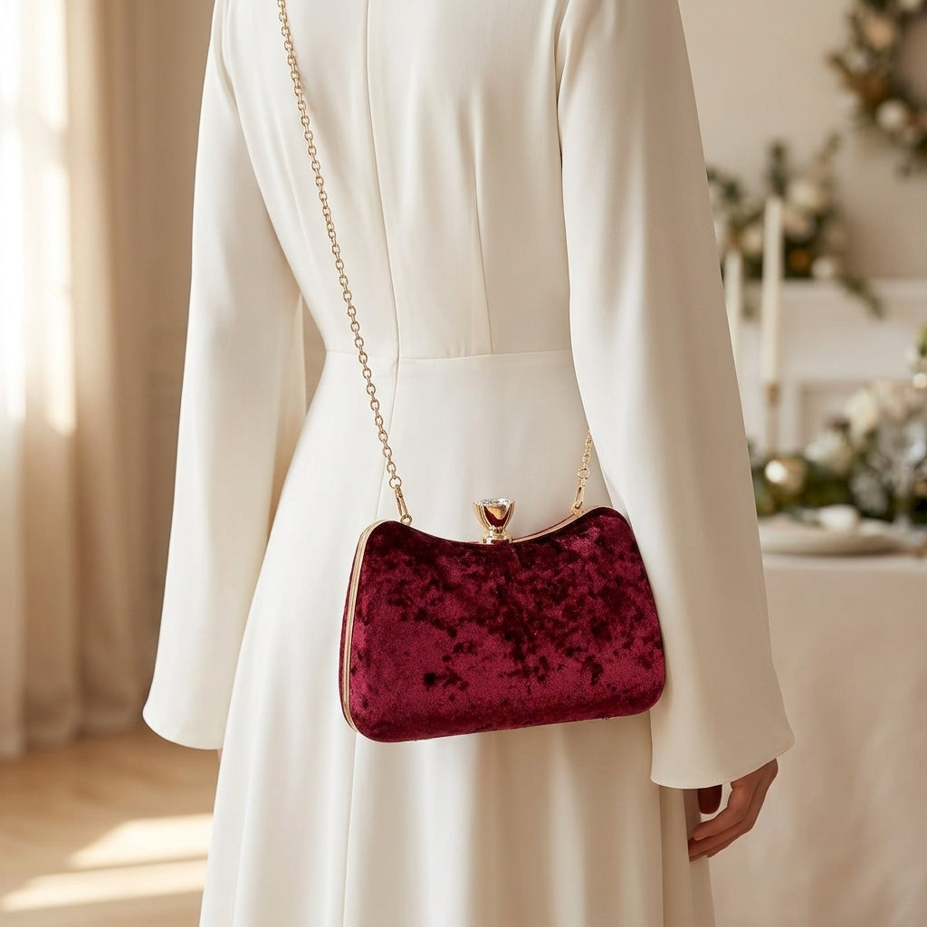 Sac Rachele Pochette Soirée Effet Daim
