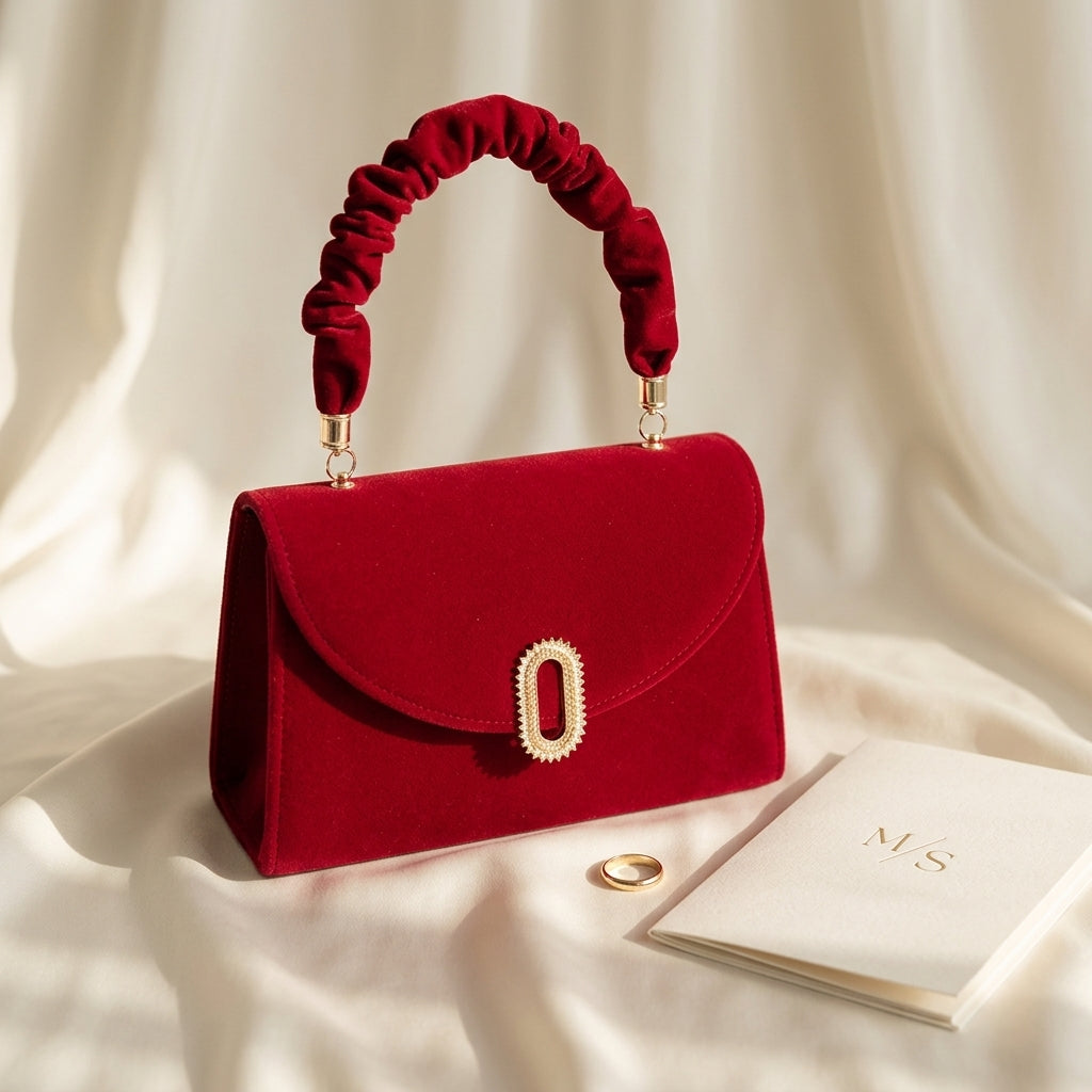 Pochette Mariage Velours Rouge Raffaella
