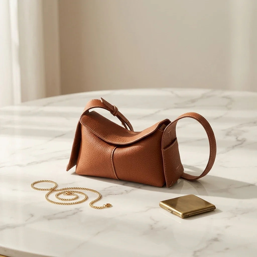 Sac Bandoulière Architectural Lorenza Cuir Souple