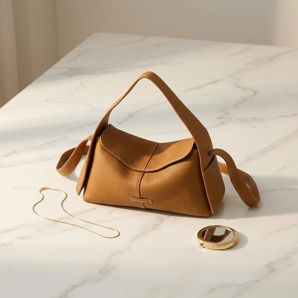Sac Bandoulière Architectural Lorenza Cuir Souple