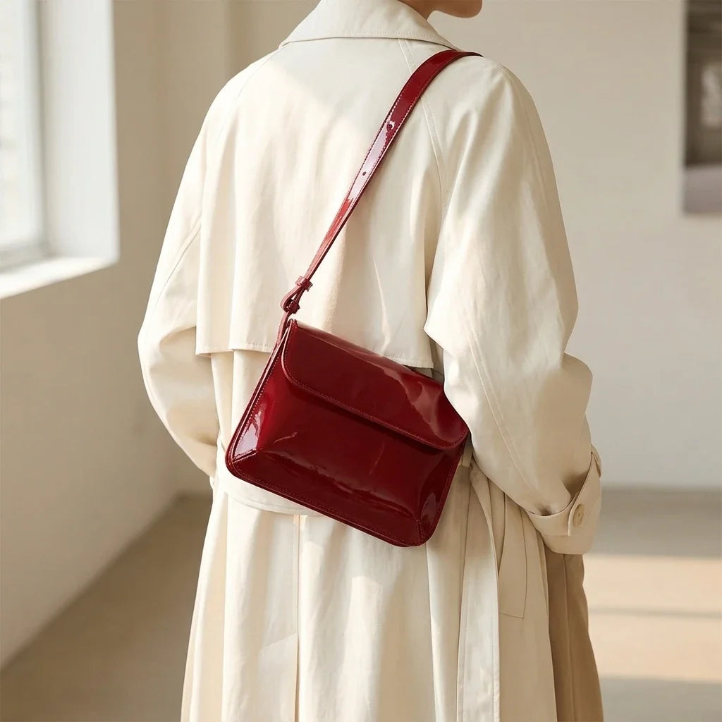 Elodia : Sac Bandoulière Cuir Compact Chic Rouge