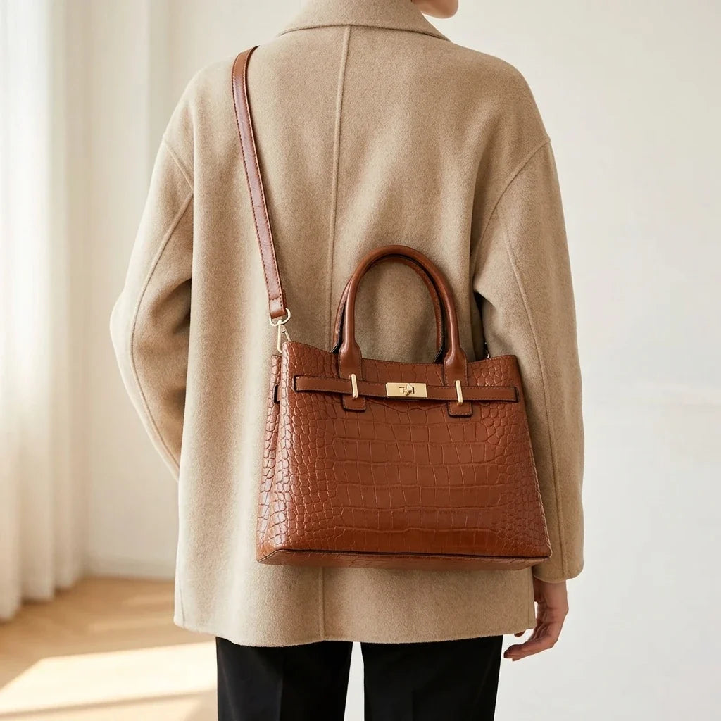 Sac bandoulière cuir crocodile Benedetta