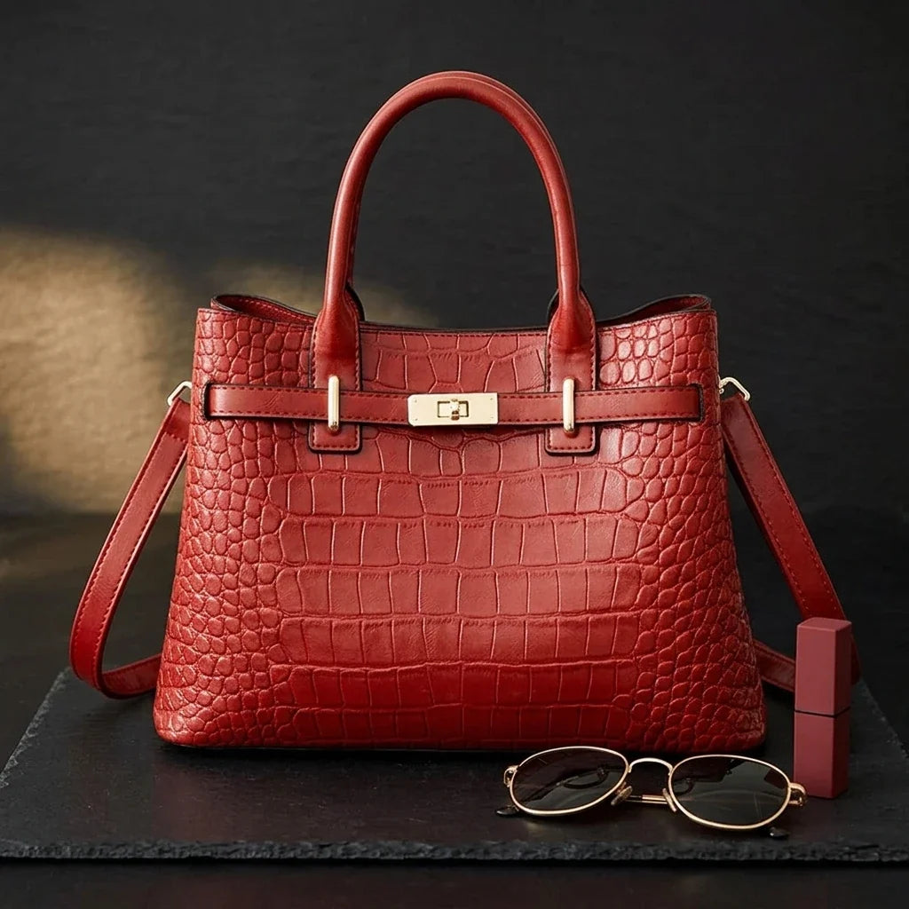 Sac bandoulière cuir crocodile Benedetta