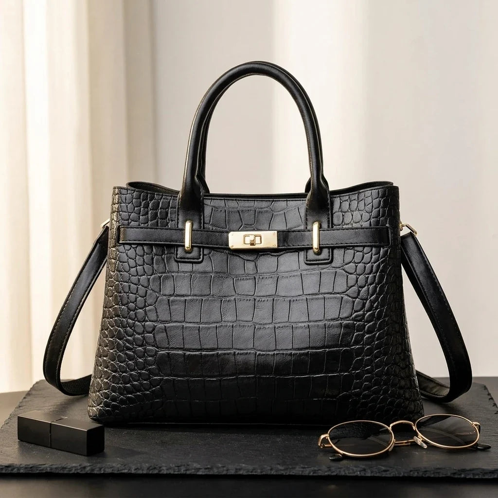 Sac bandoulière cuir crocodile Benedetta