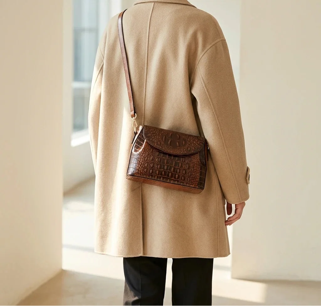 Sac Bandoulière Cuir Crocodile Marcella