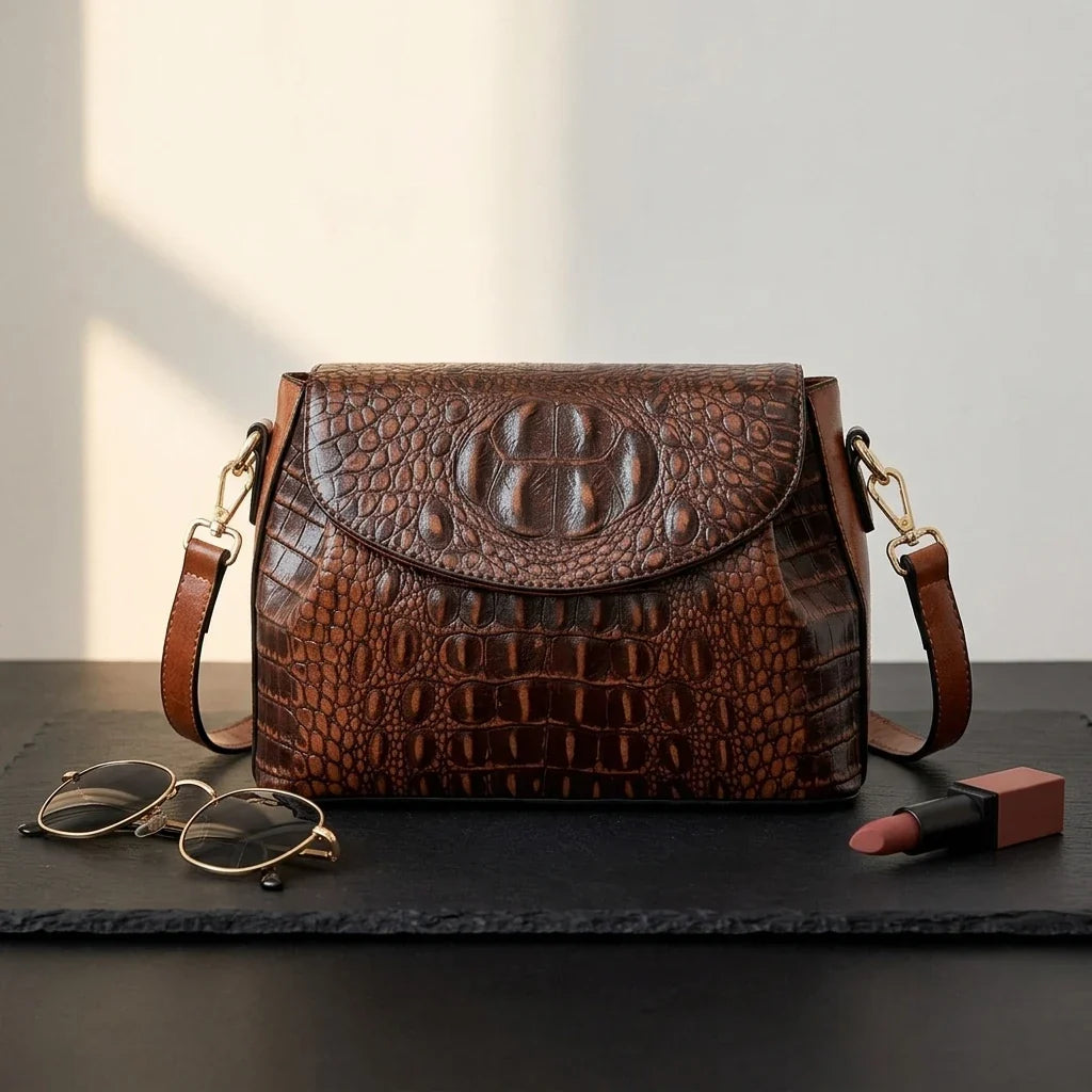 Sac Bandoulière Cuir Crocodile Marcella