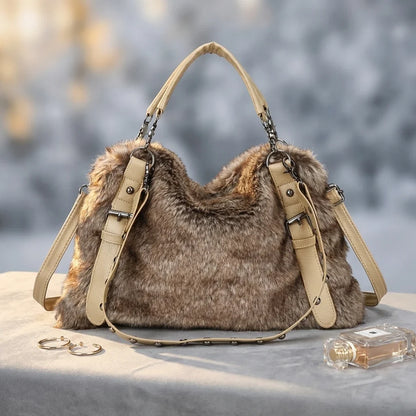 Sac Bandoulière Gisella Fausse Fourrure Marron