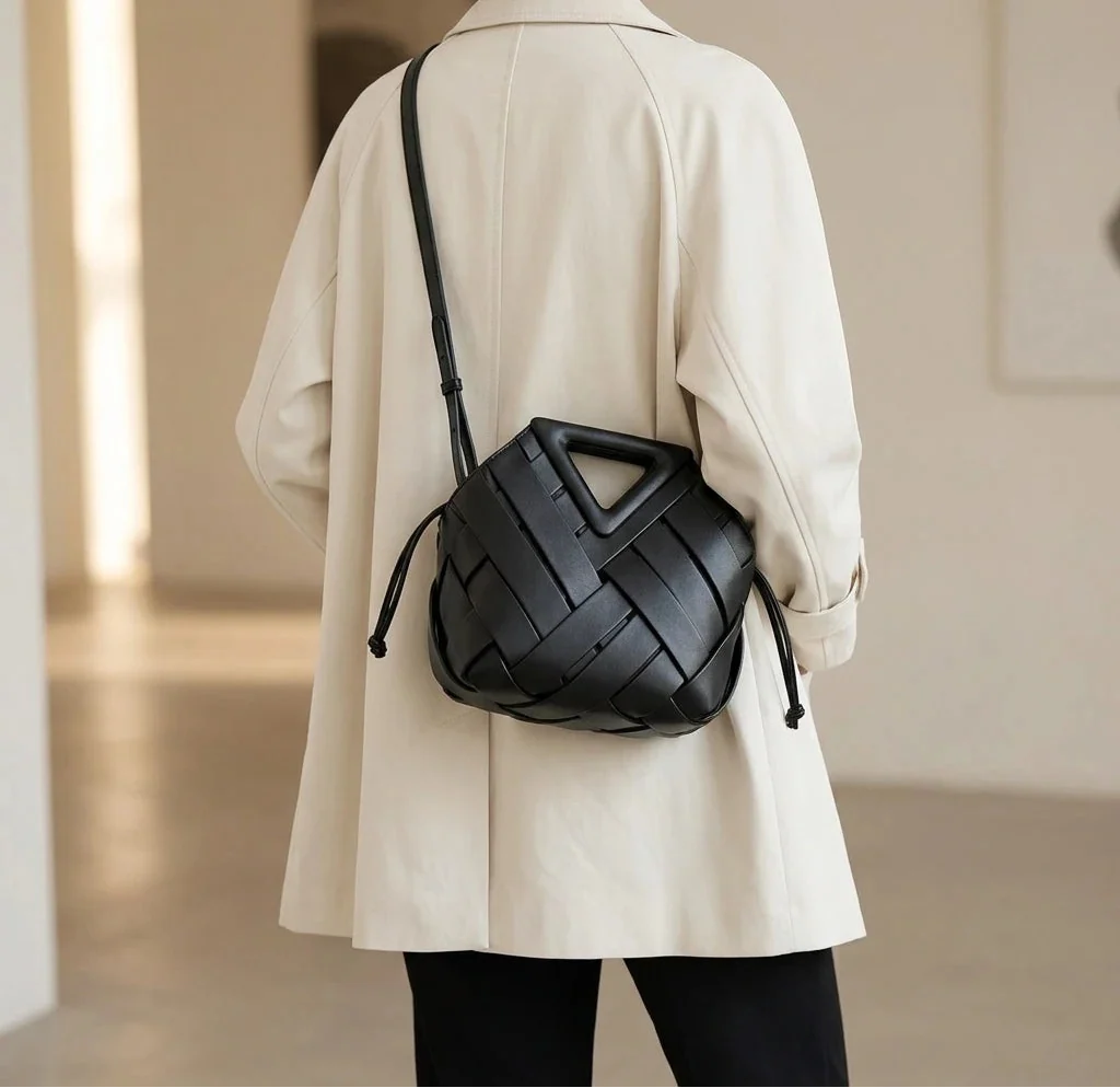 Sac Bandoulière Seau Tressé Imelda - Cuir Végétal