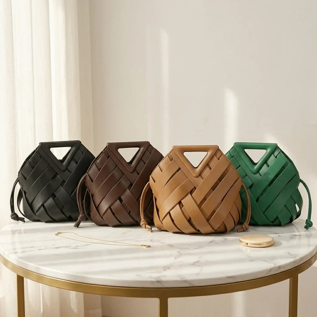 Sac Bandoulière Seau Tressé Imelda - Cuir Végétal