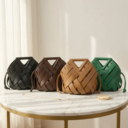 Sac Bandoulière Seau Tressé Imelda - Cuir Végétal