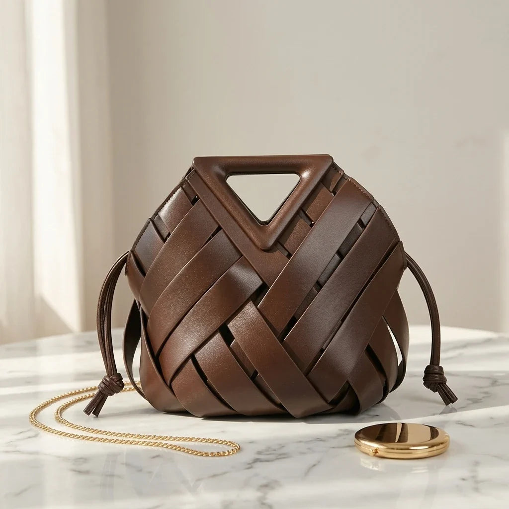 Sac Bandoulière Seau Tressé Imelda - Cuir Végétal