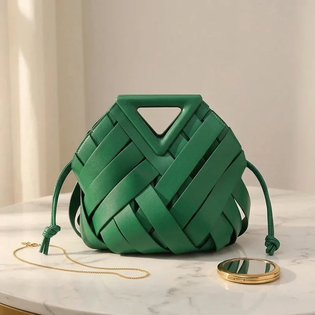 Sac Bandoulière Seau Tressé Imelda - Cuir Végétal
