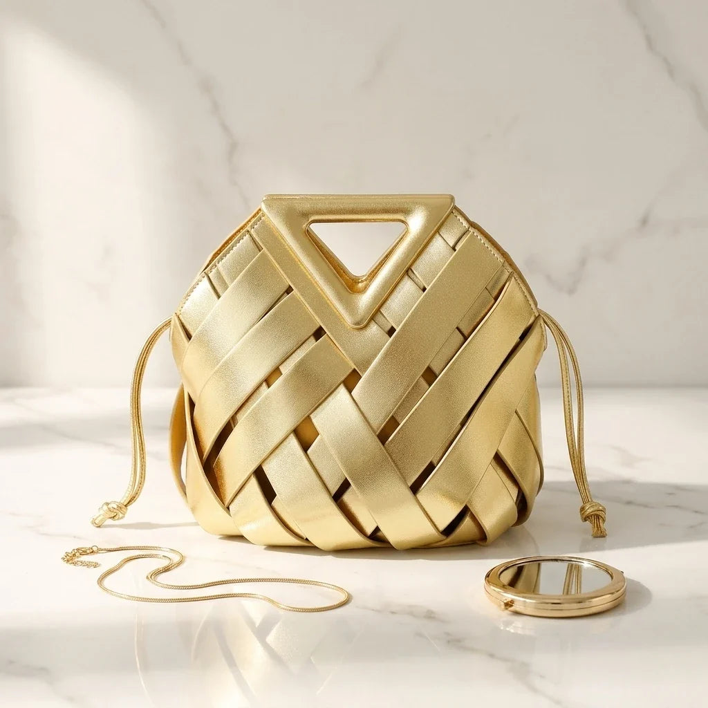 Sac Bandoulière Seau Tressé Imelda - Cuir Végétal