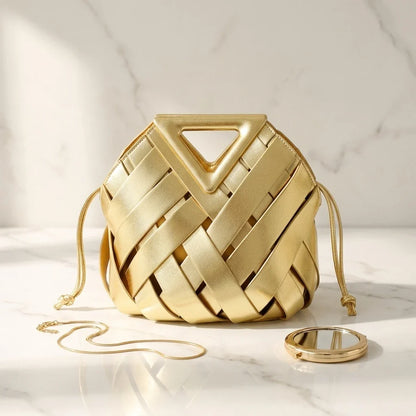 Sac Bandoulière Seau Tressé Imelda - Cuir Végétal