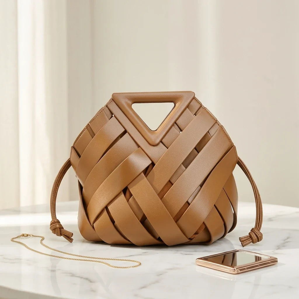 Sac Bandoulière Seau Tressé Imelda - Cuir Végétal