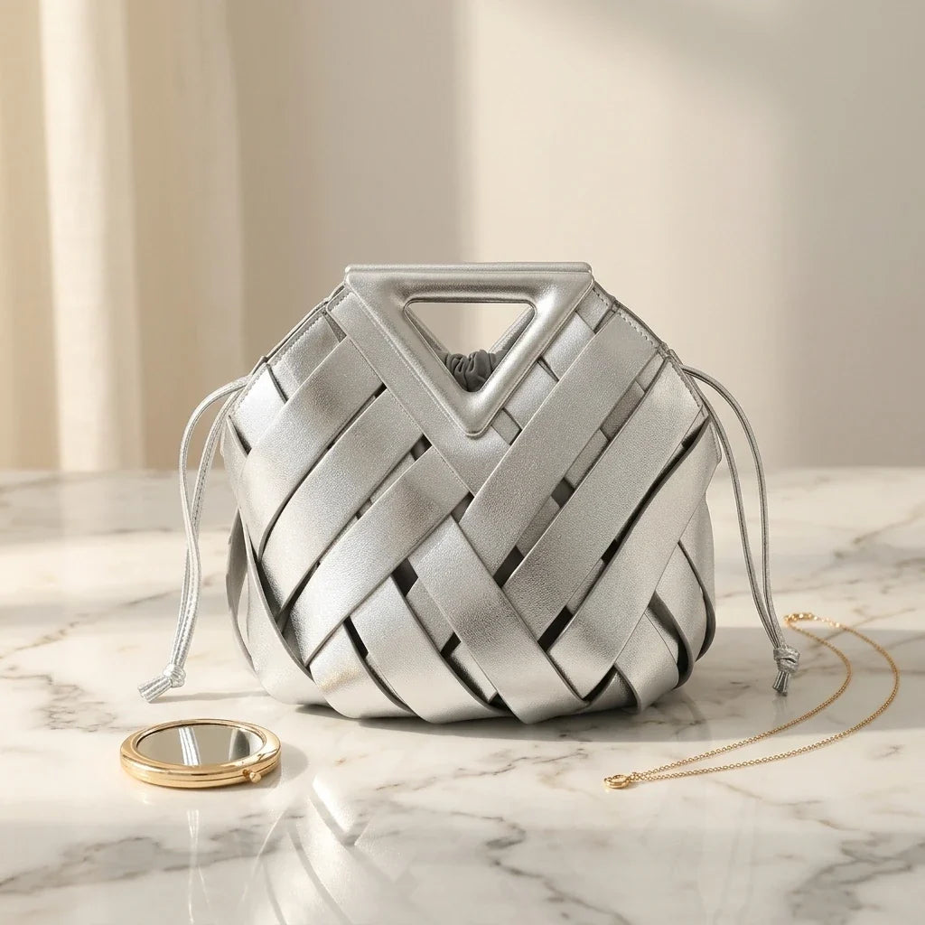Sac Bandoulière Seau Tressé Imelda - Cuir Végétal