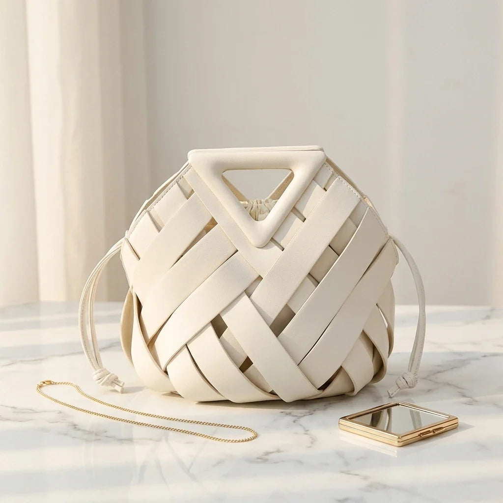 Sac Bandoulière Seau Tressé Imelda - Cuir Végétal