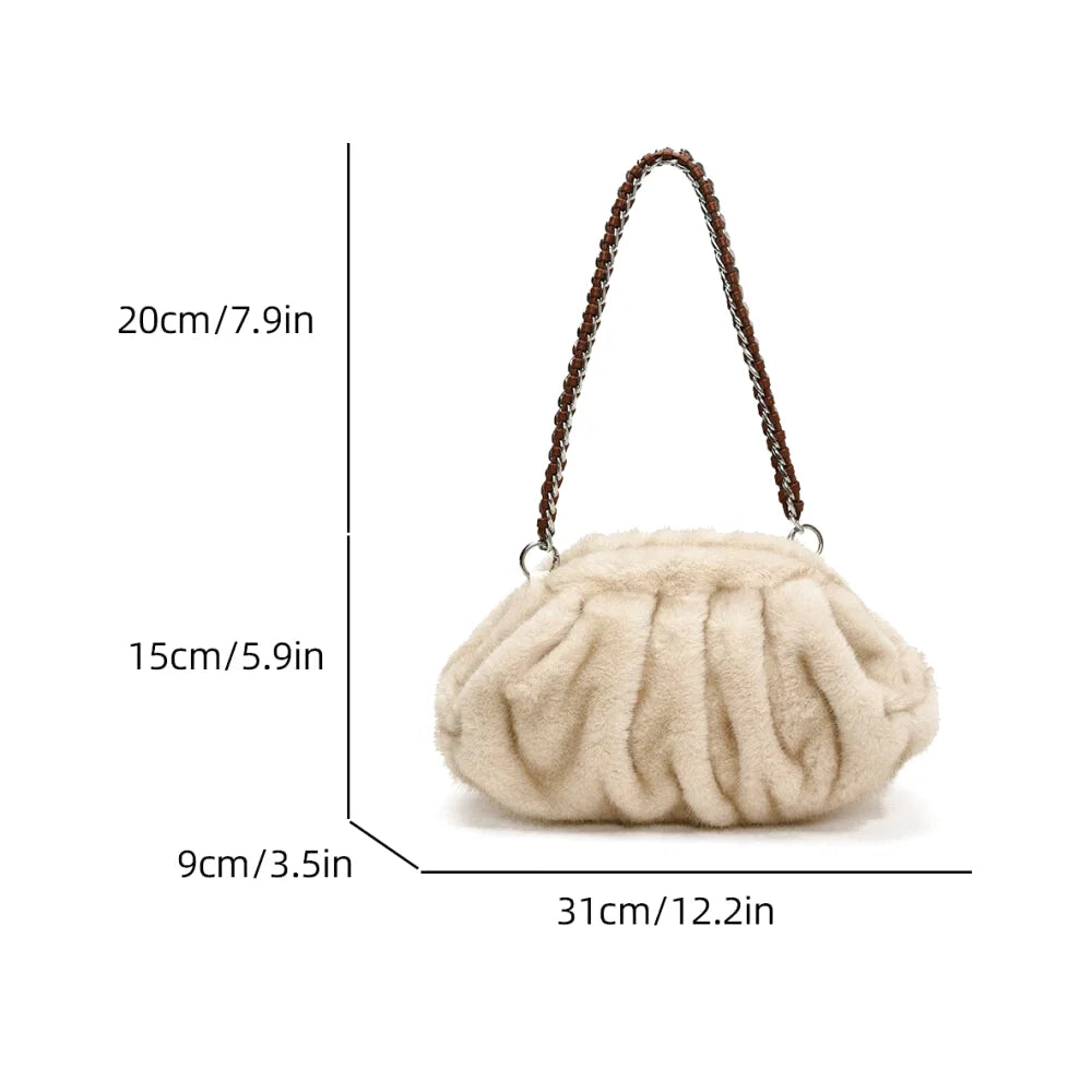 Sac Bandoulière Isadora Fausse Fourrure Plissée