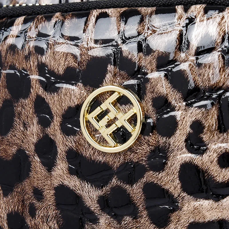 Sac Bandoulière Léopard Cuir Brillant Ginevra