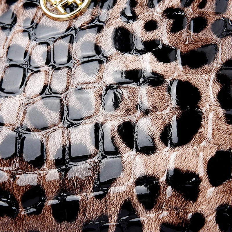 Sac Bandoulière Léopard Cuir Brillant Ginevra