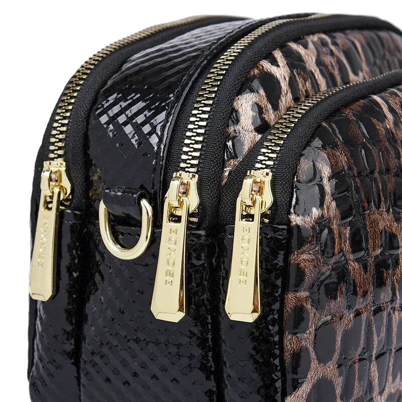 Sac Bandoulière Léopard Cuir Brillant Ginevra