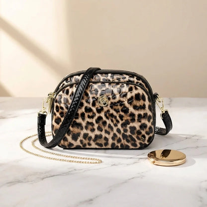 Sac Bandoulière Léopard Cuir Brillant Ginevra