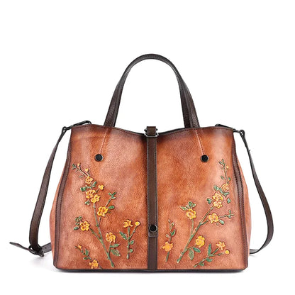 Sac bandoulière Clotilde cuir brodé floral