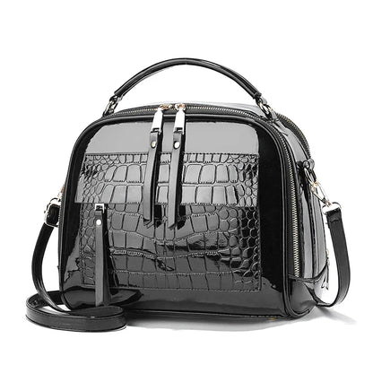 Sac Bandoulière Alessia Cuir Laqué Effet Crocodile