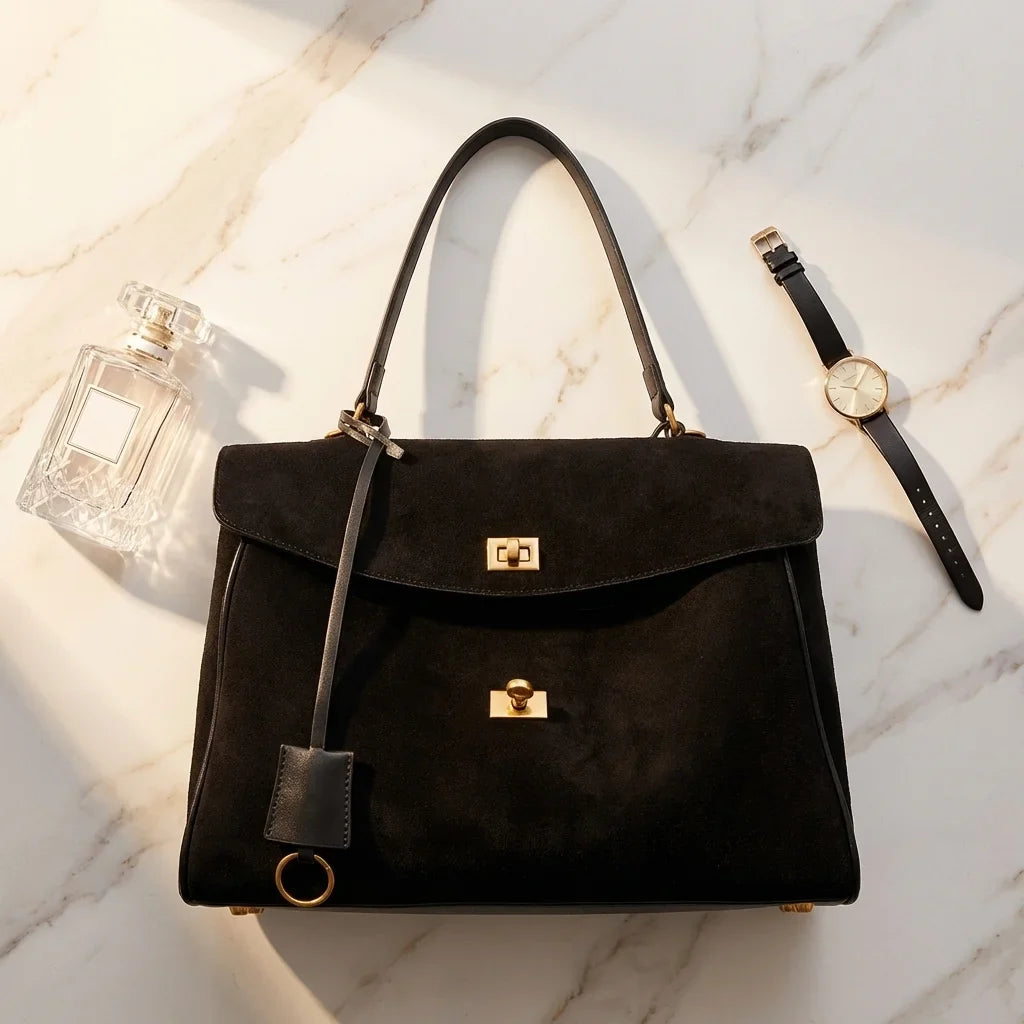 Sac Bandoulière Luciana Cuir Daim Givré
