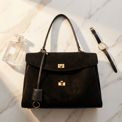 Sac Bandoulière Luciana Cuir Daim Givré