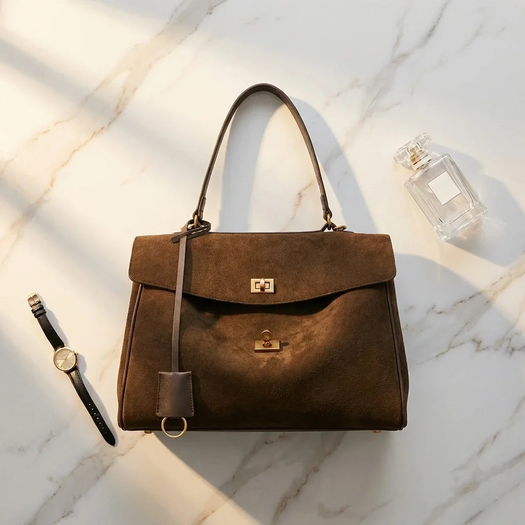 Sac Bandoulière Luciana Cuir Daim Givré