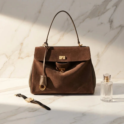 Sac Bandoulière Luciana Cuir Daim Givré