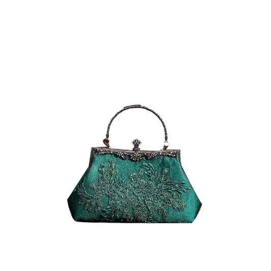 Sac Flavia : Élégance Chinoise Brodé Vert